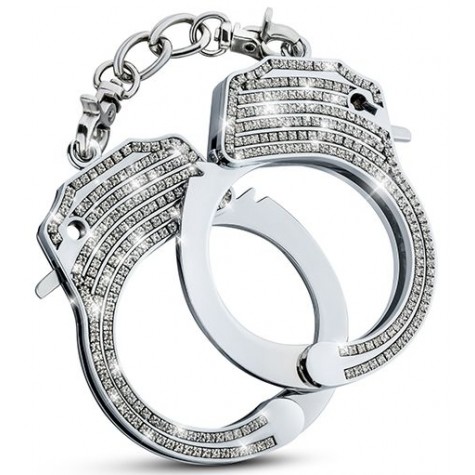 Серебристые наручники со стразами Bling Cuffs