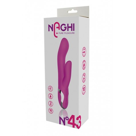 Розовый вибратор-кролик NAGHI NO.43 RECHARGEABLE DUO VIBRATOR - 23 см.